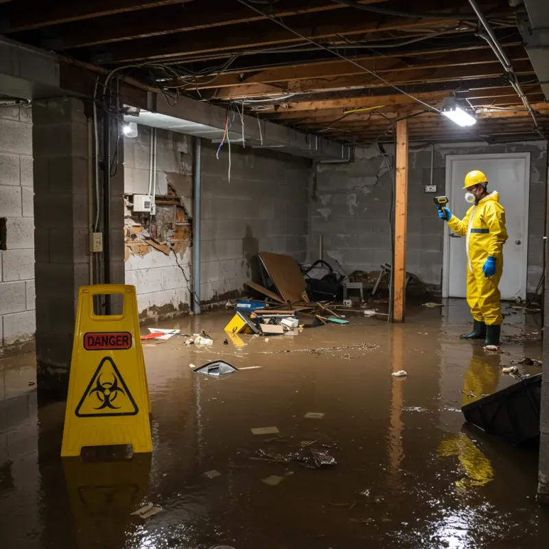 Flooded Basement Electrical Hazard in Lawrenceburg, IN Property