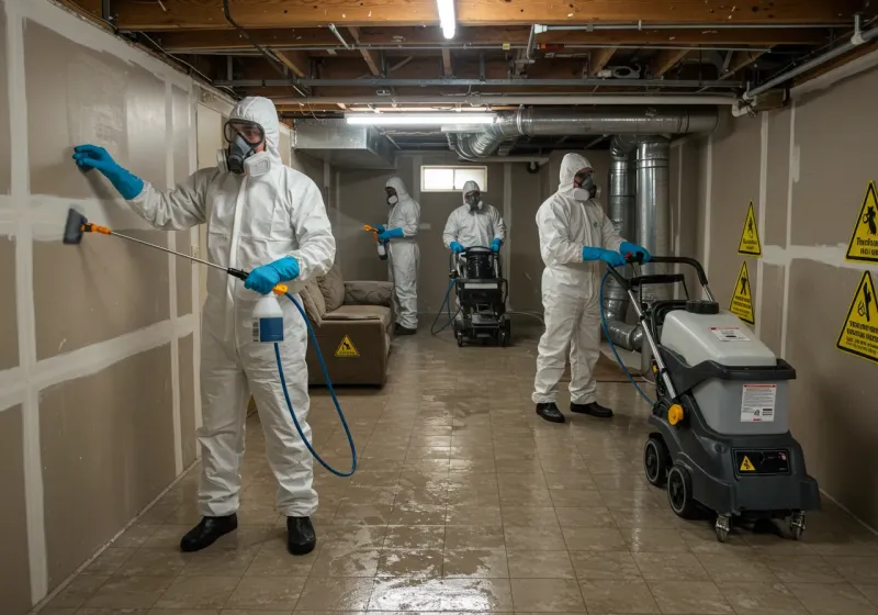 Basement Moisture Removal and Structural Drying process in Lawrenceburg, IN